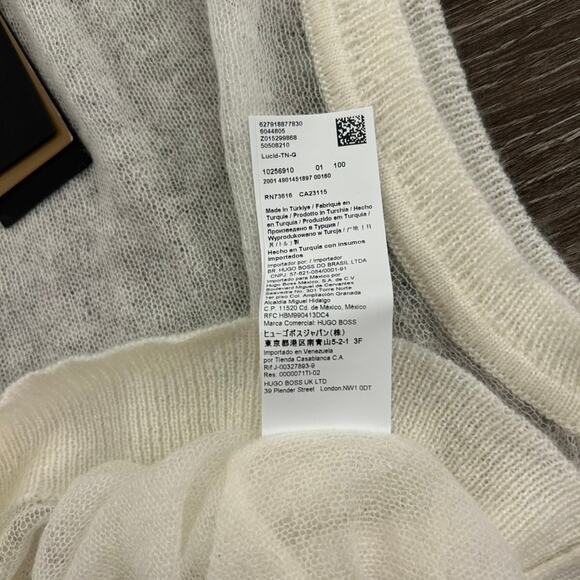 NWT BOSS Lucid White Mohair-Wool V-Neck Sweater Vest Size Medium Sheer Knit - Picture 11 of 16